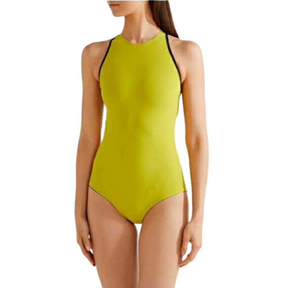WARD WHILLAS Palmer reversible perforated one piece swimsuit black pea green XS - Picture 10 of 10